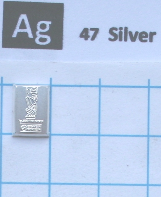 1 gram 99.9% silver metal bullion element 47 sample 1 gram 99.9% silver metal bullion element 47 sample