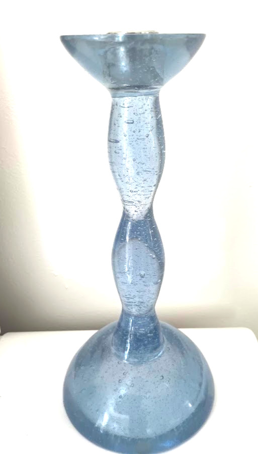 VTG Lucite / acrylic / plastic Candlestick Holder MCM CLEAR blue bubble LG 11.5" VTG Lucite / acrylic / plastic Candlestick Holder MCM CLEAR blue bubble LG 11.5"