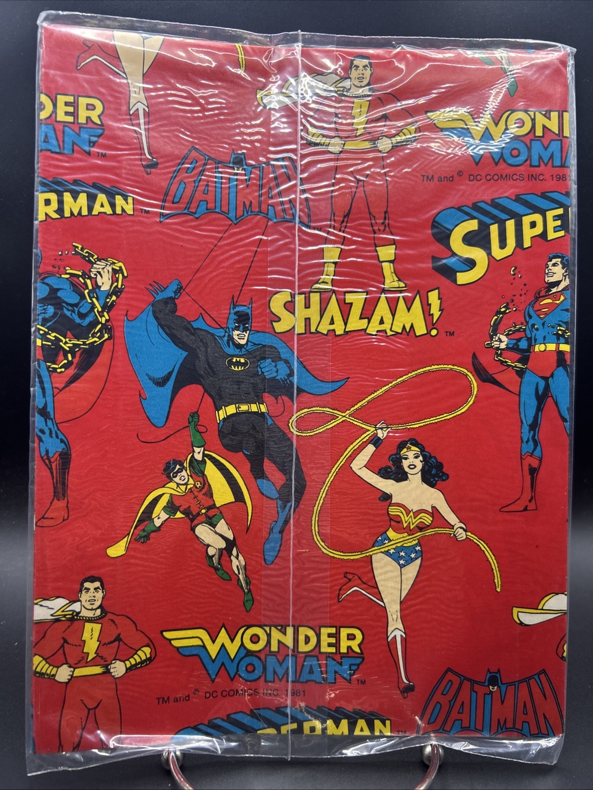 Vintage 1981 DC Comics Gift Wrap Batman Superman Wonder Woman Flash Vintage 1981 DC Comics Gift Wrap Batman Superman Wonder Woman Flash