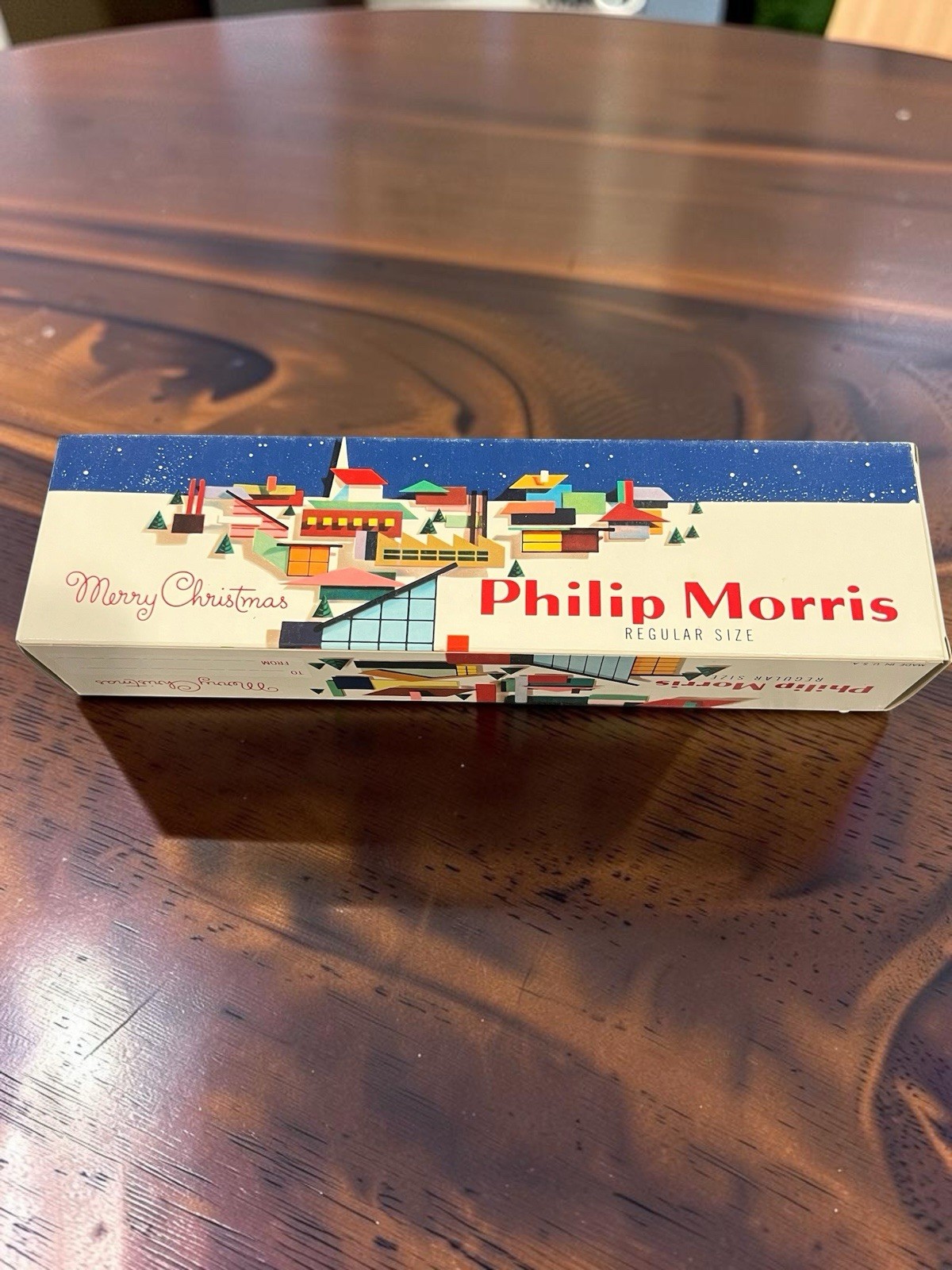 advertisers: "Vintage 1950s Philip Morris Christmas Cigarette Carton Empty