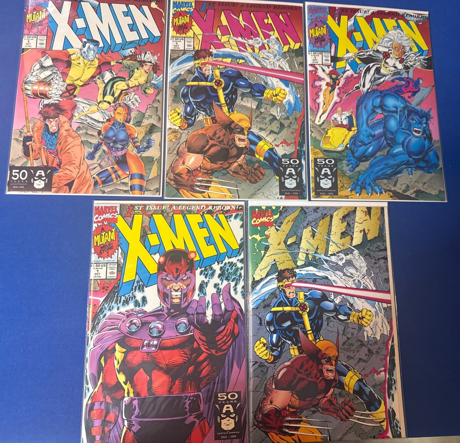 X-Men #1 Cover Variants A-E Complete Set (Marvel, 1991) High Grade, NM+ Jim Lee X-Men #1 Cover Variants A-E Complete Set (Marvel, 1991) High Grade, NM+ Jim Lee