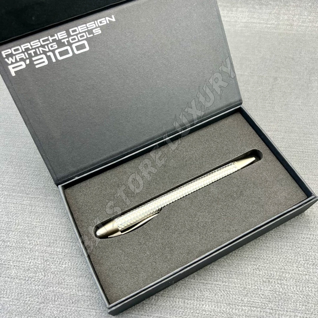 Porsche Design P'3100 TecFlex Silver Braided Ballpoint Pen w/ Box Porsche Design P'3100 TecFlex Silver Braided Ballpoint Pen w/ Box
