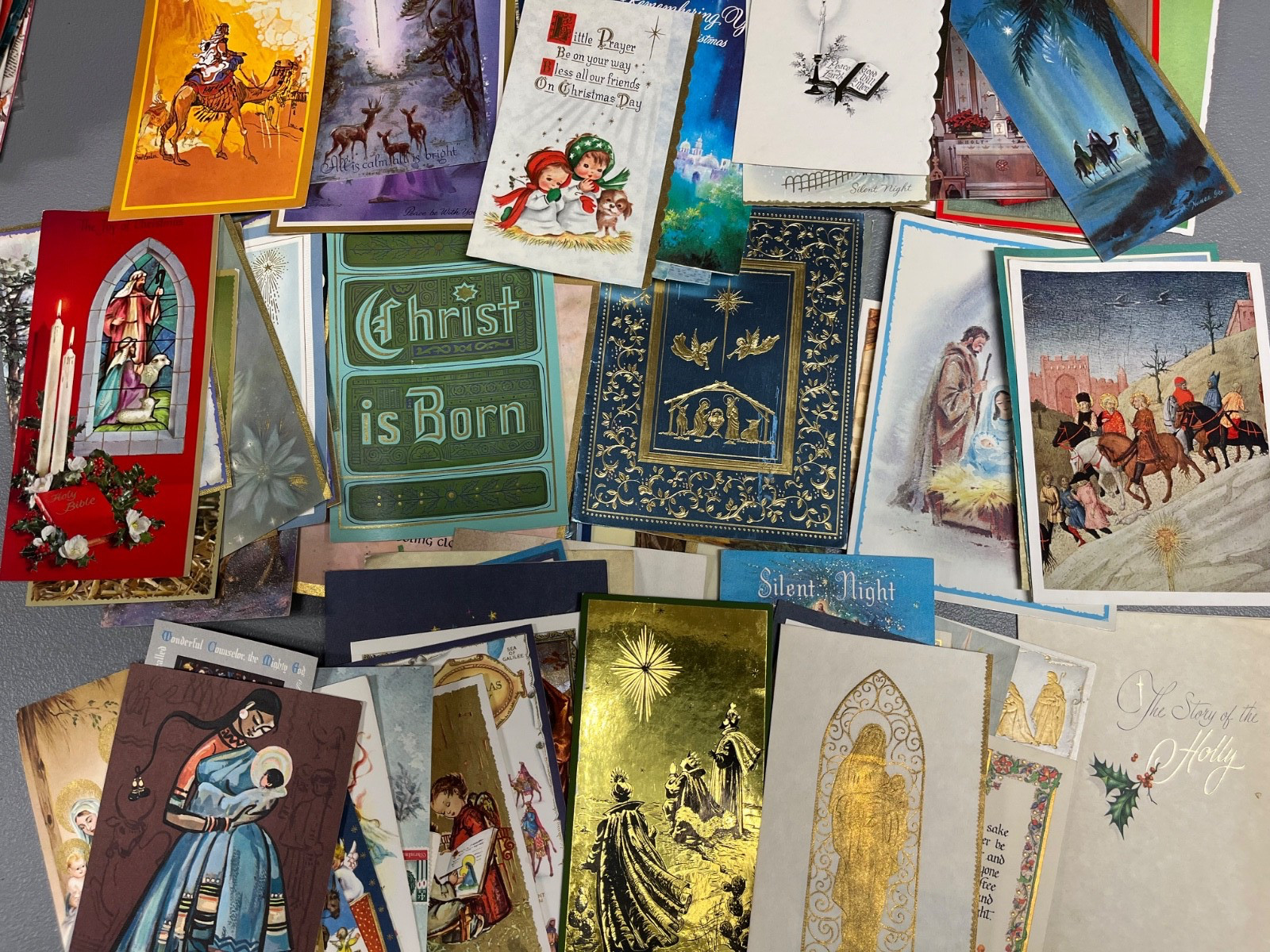 lot of 100 Vintage Christmas Greeting Cards Religious 1940s-1960s MID CENTURY lot of 100 Vintage Christmas Greeting Cards Religious 1940s-1960s MID CENTURY