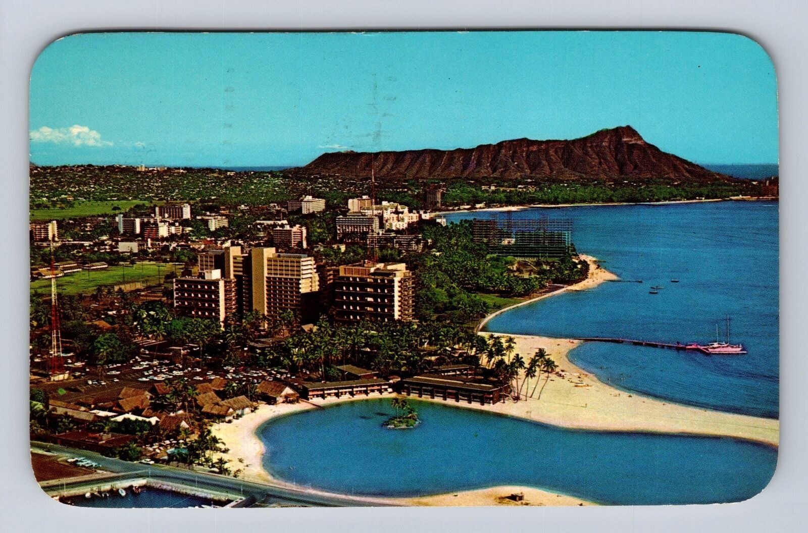 Waikiki HI-Hawaii, Aerial View Waikiki, Hilton Head Village, Vintage Postcard Waikiki HI-Hawaii, Aerial View Waikiki, Hilton Head Village, Vintage Postcard