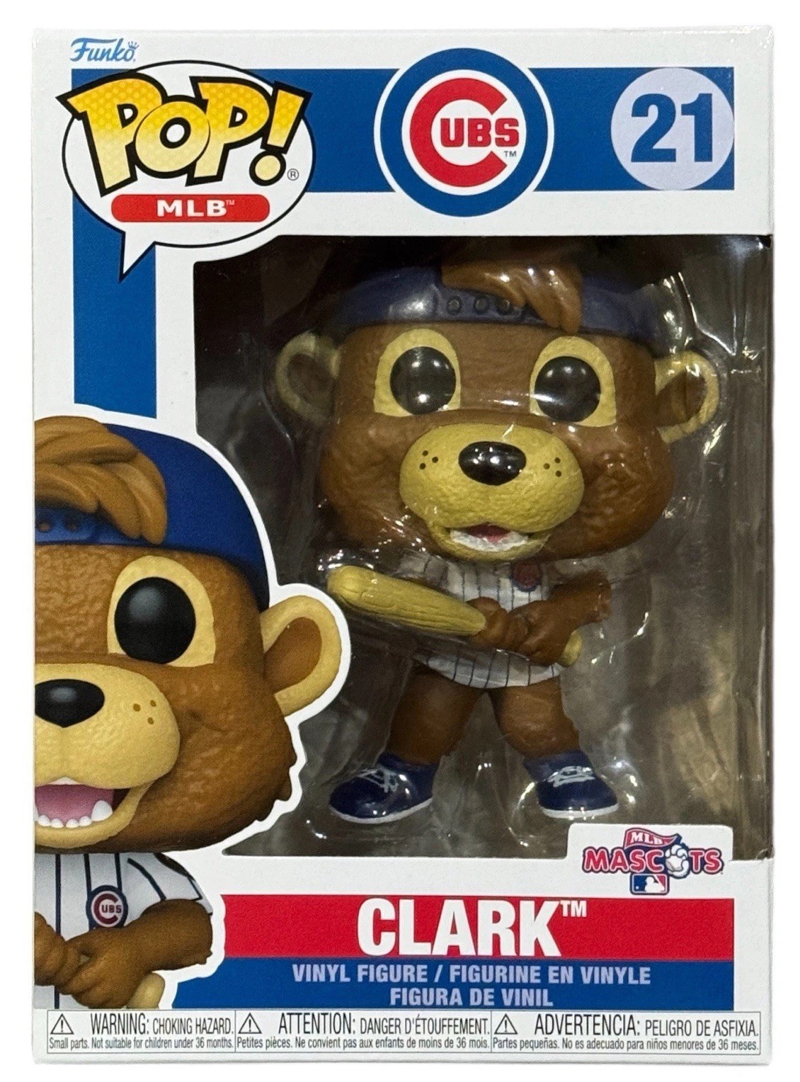 Funko Pop MLB Chicago Cubs Clark #21 Baseball Mascots Clark the Cub + Protector Funko Pop MLB Chicago Cubs Clark #21 Baseball Mascots Clark the Cub + Protector