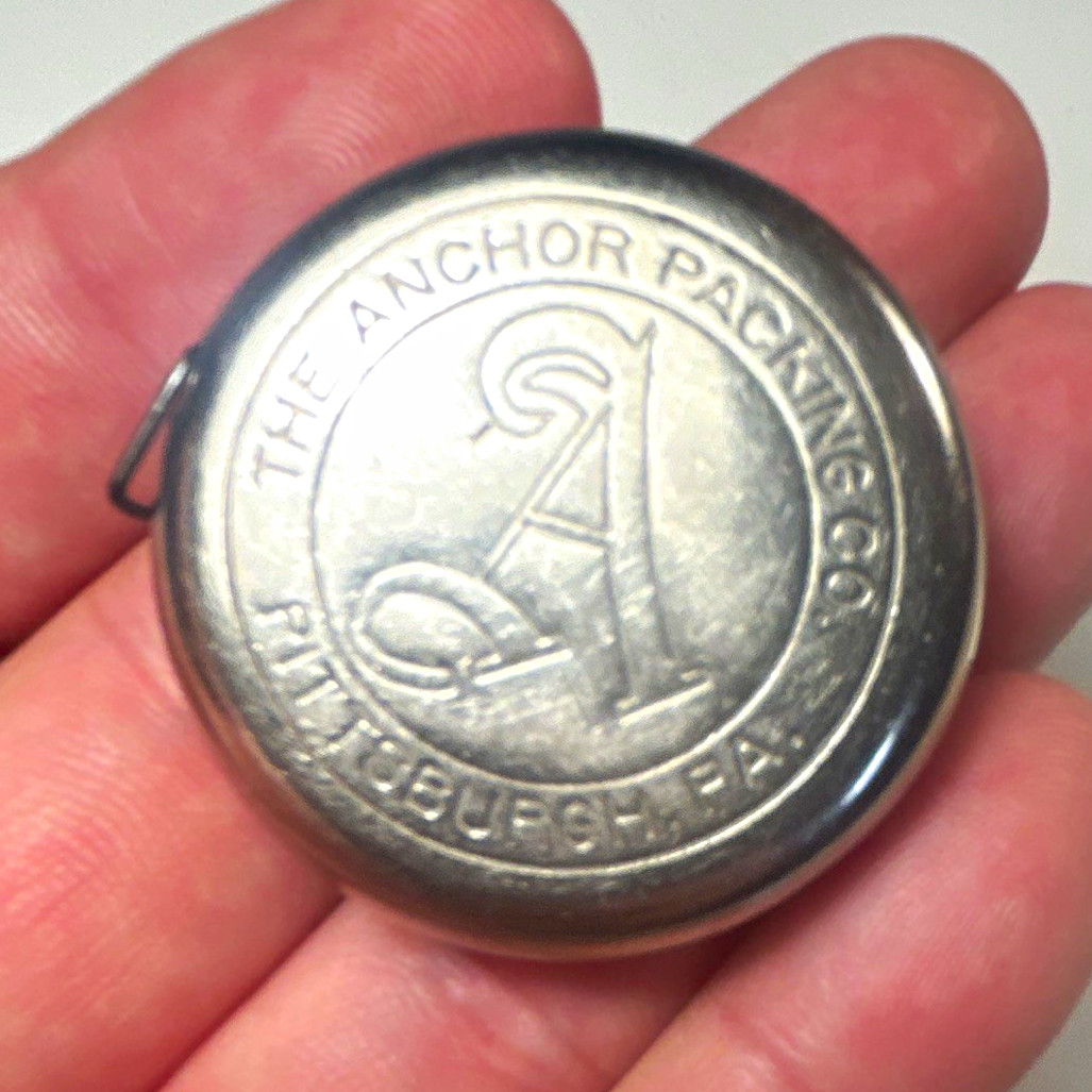 Vintage The Anchor Packing Co Pittsburgh Pocket Tape Measure Advertising Metal Vintage The Anchor Packing Co Pittsburgh Pocket Tape Measure Advertising Metal