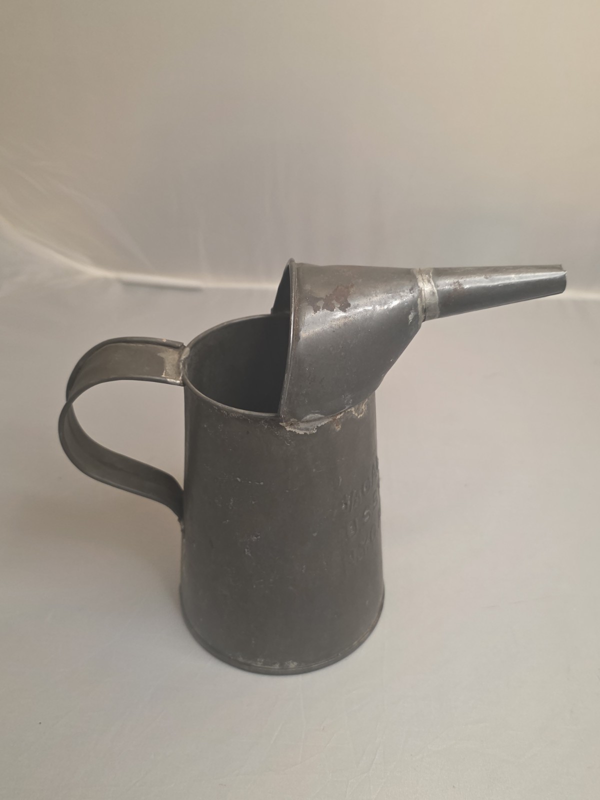 Vintage 1/2 Gal Liquid Measure Oil Pouring Can NYC Approved Galvanized Steel