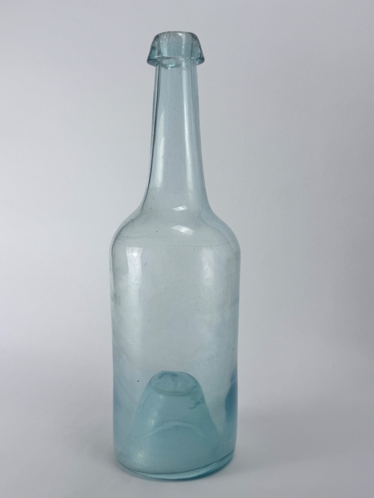 Antique 1860's Aqua Glass Hand Blown Bottle 10" High w/ Kick-Up & Pontil Mark Antique 1860's Aqua Glass Hand Blown Bottle 10" High w/ Kick-Up & Pontil Mark