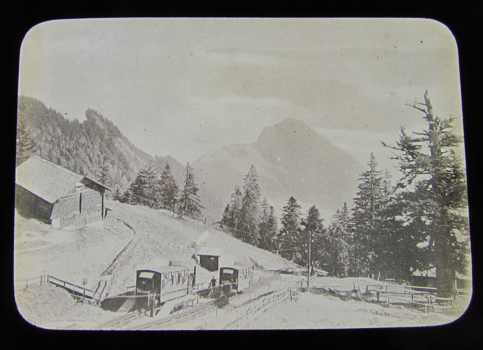 Glass Magic lantern slide HALF WAY STATION AEMSIGEN C1900 SWITZERLAND L65 Glass Magic lantern slide HALF WAY STATION AEMSIGEN C1900 SWITZERLAND L65