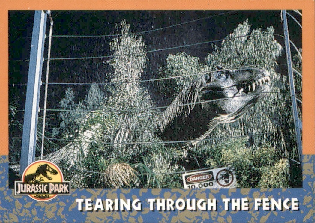 1993 Topps Jurassic Park - Tearing Through the Fence Card #31 1993 Topps Jurassic Park - Tearing Through the Fence Card #31