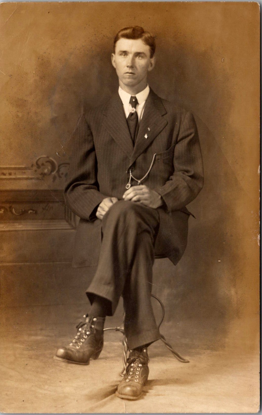 Studio Portrait Of A Man Seated Style Around 1910 RPPC Real Photo Postcard TPR17 Studio Portrait Of A Man Seated Style Around 1910 RPPC Real Photo Postcard TPR17