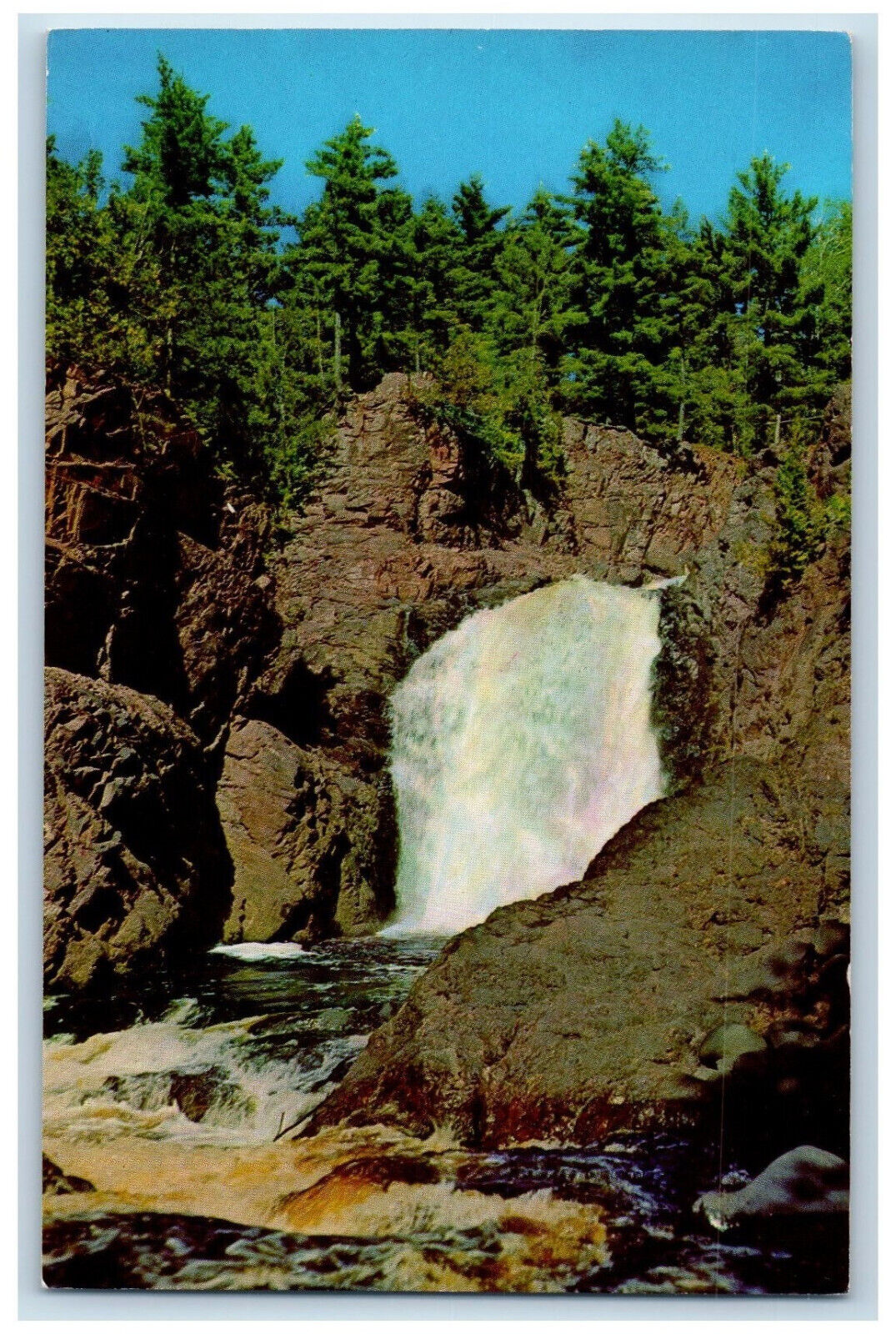 c1960's Brownstone Falls Viewed from The Bad River Gorge Mellen WI Postcard