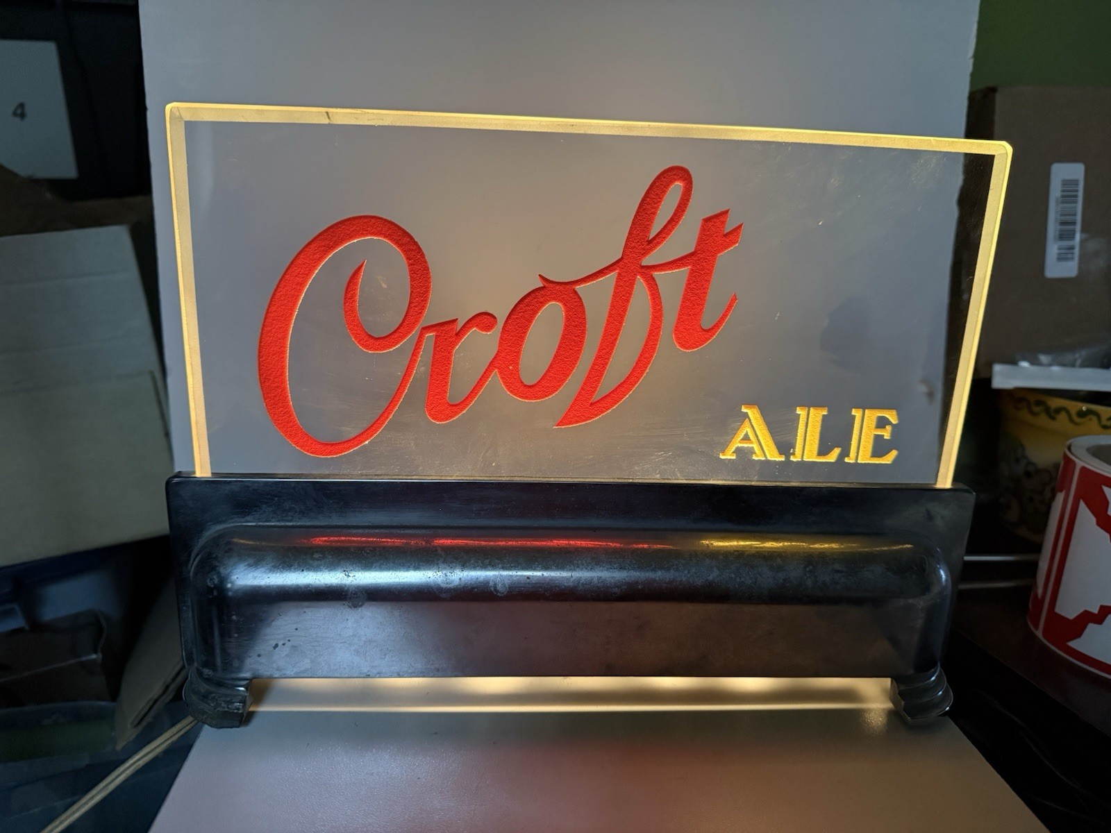 SUPER RARE CROFT ALE GLASS ART DECO BEER LIGHT DISPLAY CIRCA 1950s SUPER RARE CROFT ALE GLASS ART DECO BEER LIGHT DISPLAY CIRCA 1950s