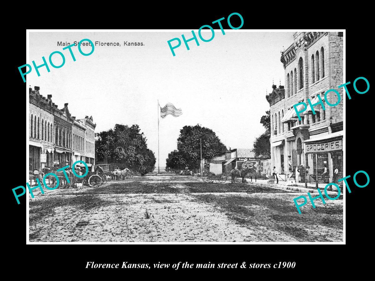 OLD LARGE HISTORIC PHOTO OF FLORENCE KANSAS THE MAIN STREET & STORES c1900 OLD LARGE HISTORIC PHOTO OF FLORENCE KANSAS THE MAIN STREET & STORES c1900
