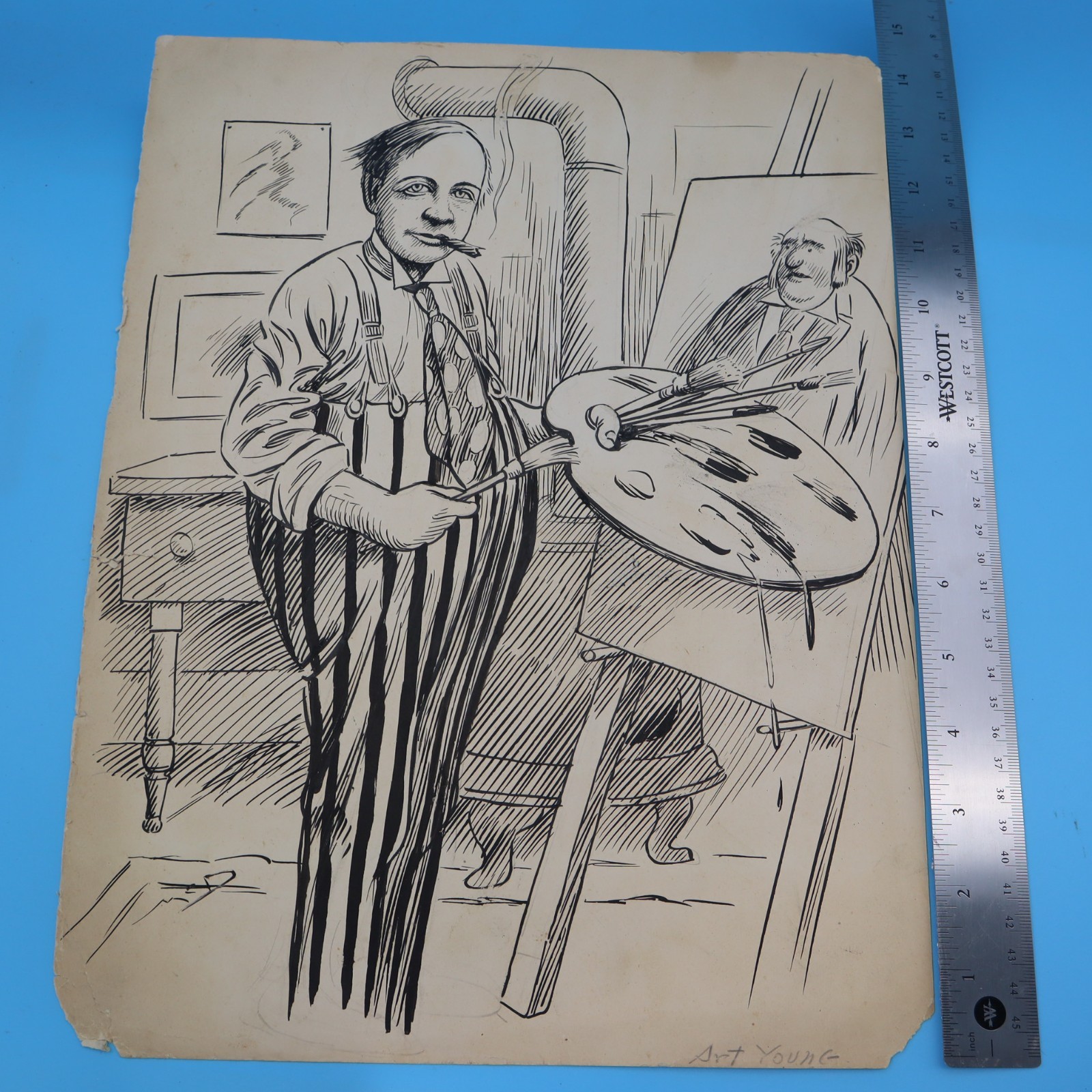 Walt McDougall Original Cartoon Art 1890's NY World Humor HAND DRAWN & SIGNED b