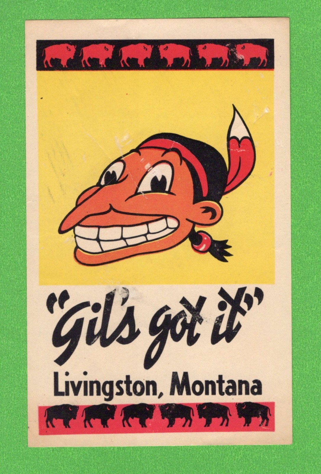 VINTAGE ORIGINAL 1950'S "GIL'S GOT IT" CURIOS SHOP LIVINGSTON MT DECAL ART NICE VINTAGE ORIGINAL 1950'S "GIL'S GOT IT" CURIOS SHOP LIVINGSTON MT DECAL ART NICE