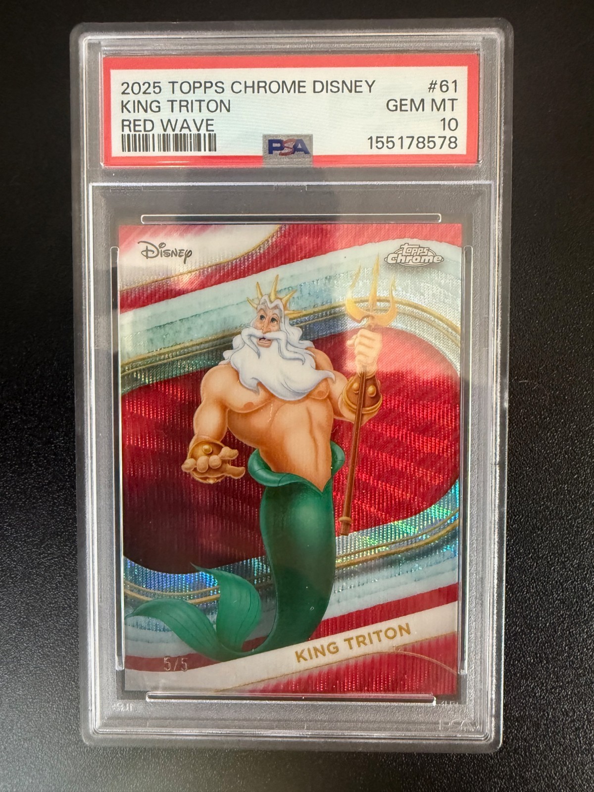 2025 Topps Chrome Disney King Triton #61 Red Wave /5 PSA 10
