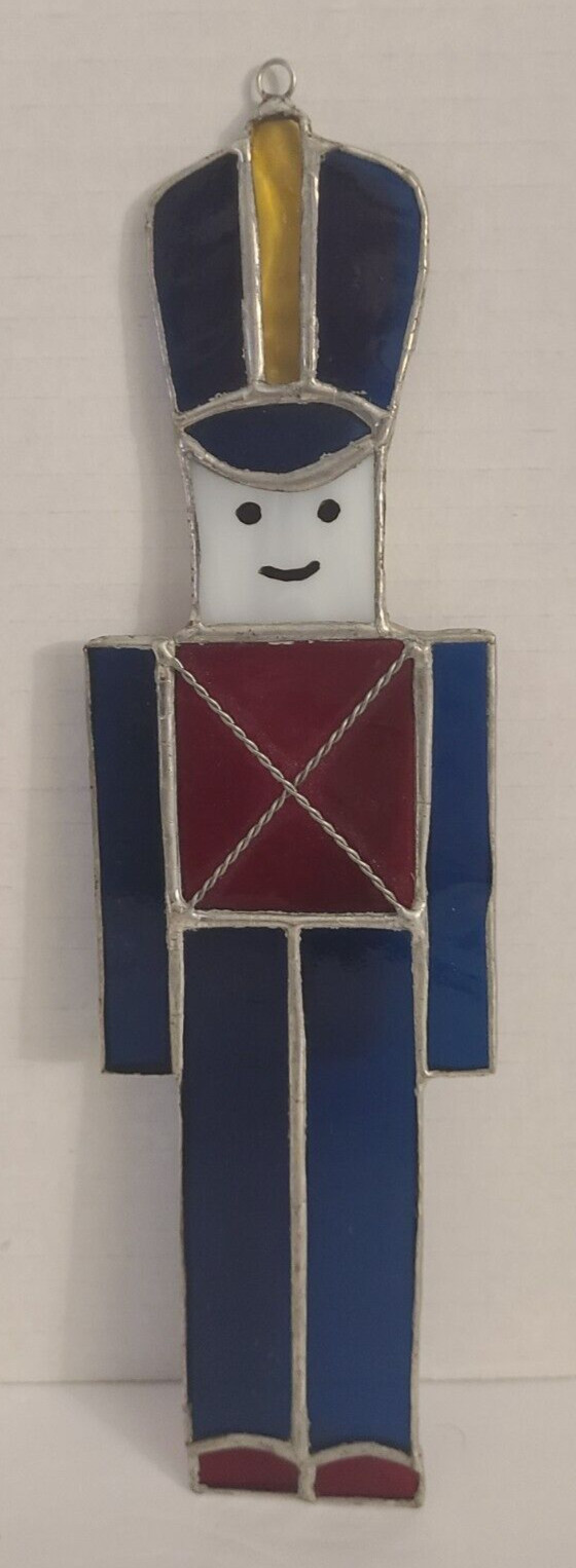 Vintage Christmas Nutcracker Stained  12'" Glass Suncatcher Holiday Ornament