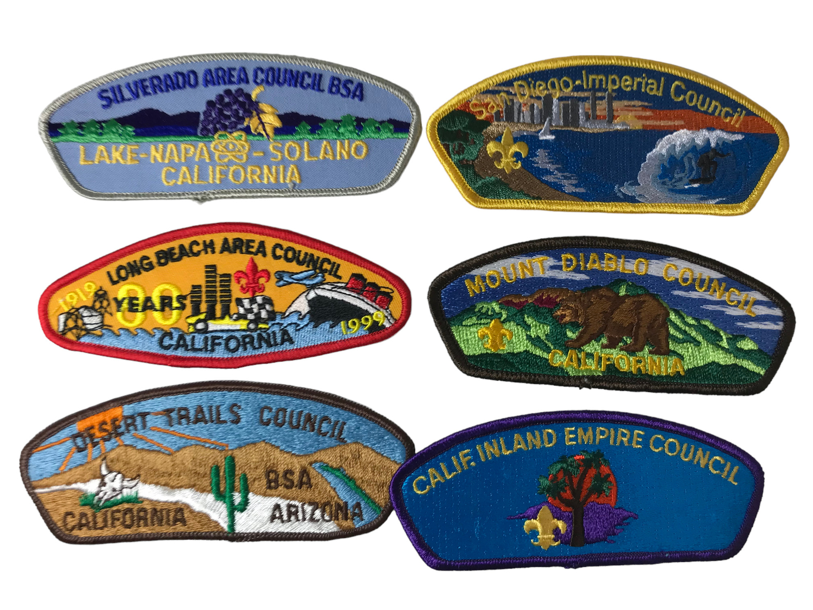 Lot of California Councils 1/2 Dozen BSA CSPs Mint CSP Patches (BHP1636)