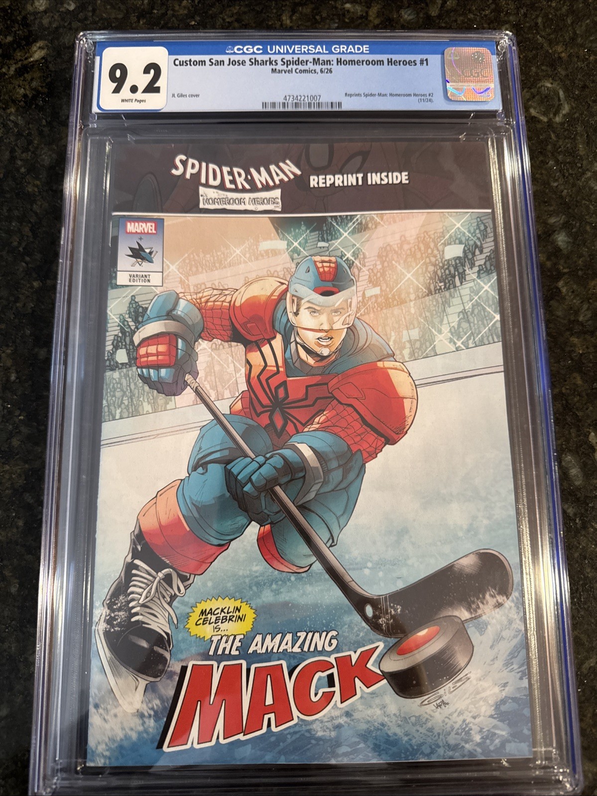 2026 San Jose Sharks Macklin Celebrini Marvel Spider-Man CGC 9.2 NHL Hockey Hero 2026 San Jose Sharks Macklin Celebrini Marvel Spider-Man CGC 9.2 NHL Hockey Hero