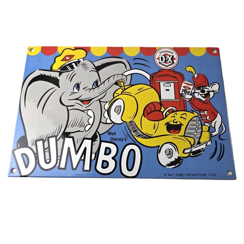 Vintage DX Diamond Dumbo Sign - Gasoline Pump Plate Porcelain Service Sign Vintage DX Diamond Dumbo Sign - Gasoline Pump Plate Porcelain Service Sign