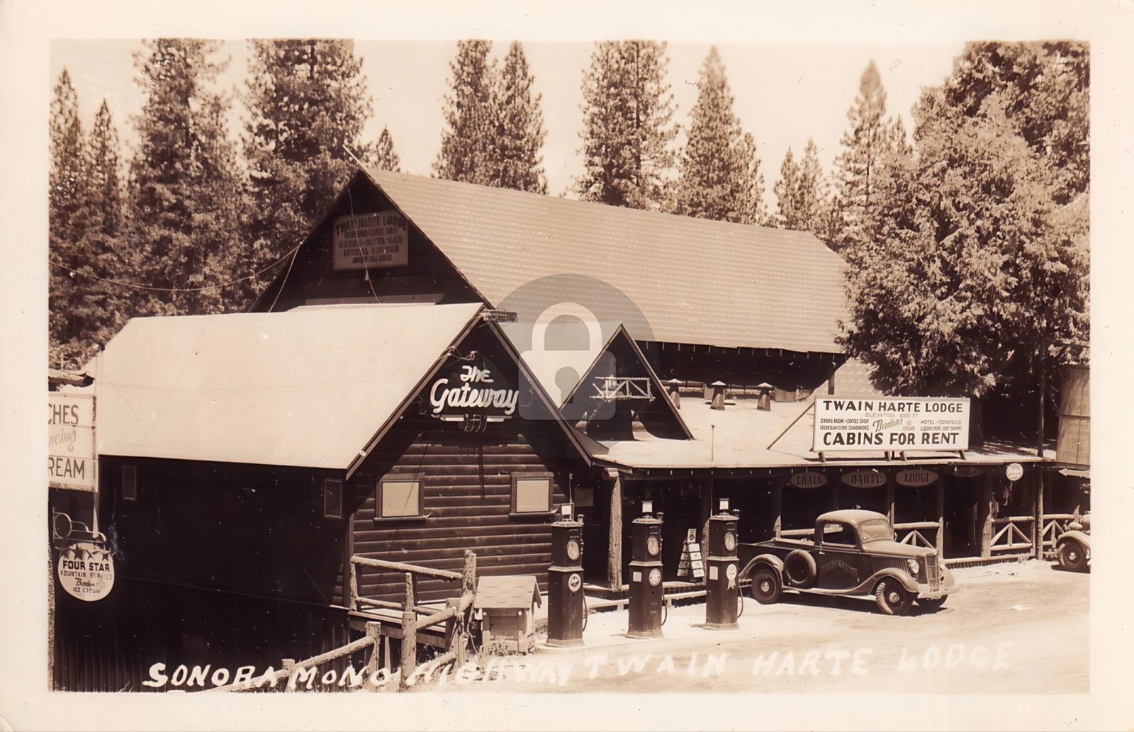 Twain Harte CA California Lodge Gas RPPC Photo Postcard COPY Twain Harte CA California Lodge Gas RPPC Photo Postcard COPY