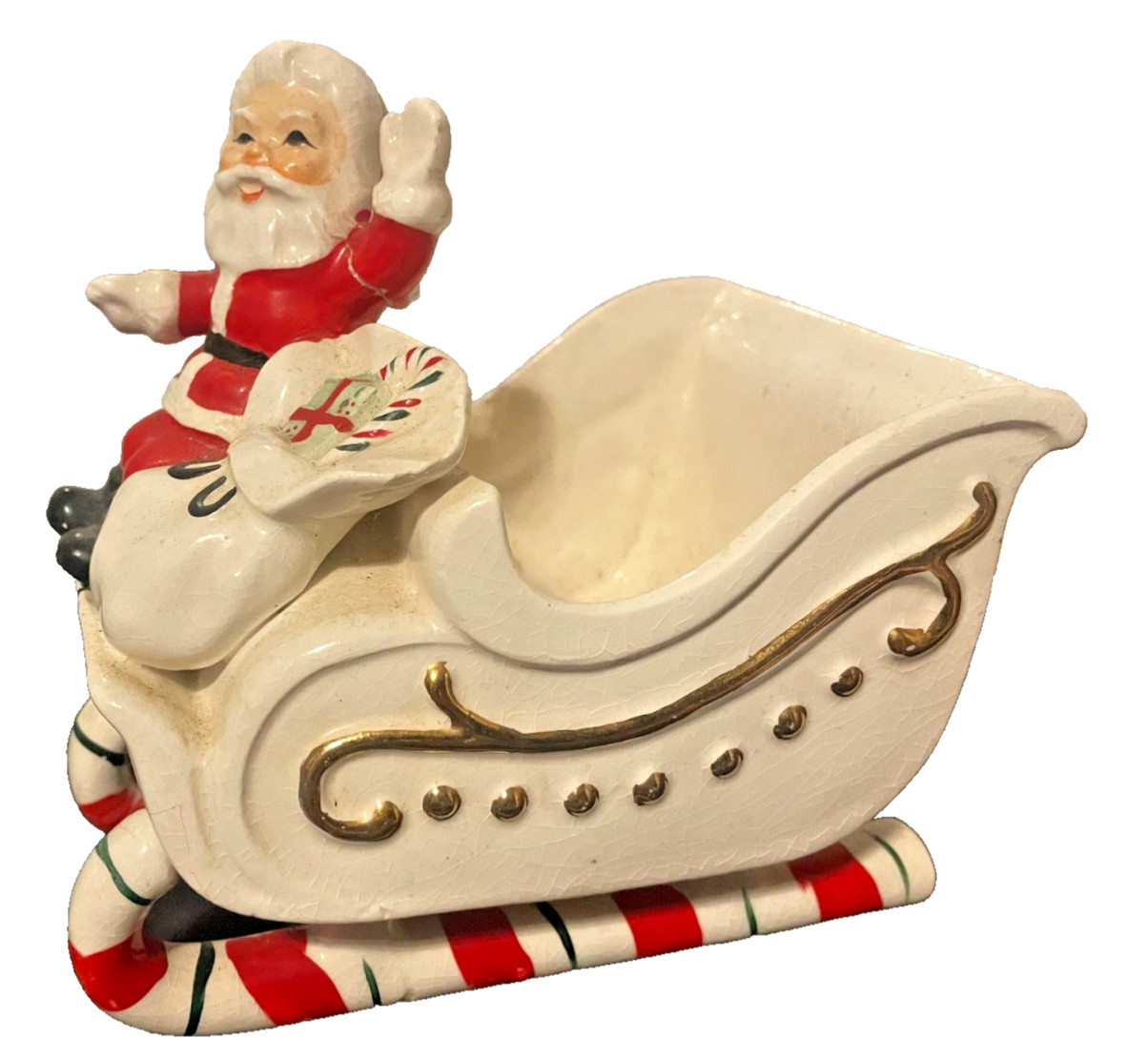 Vintage 1950s Santa Sleigh Reindeer Figure Japan Norcrest ceramic Christmas Vintage 1950s Santa Sleigh Reindeer Figure Japan Norcrest ceramic Christmas