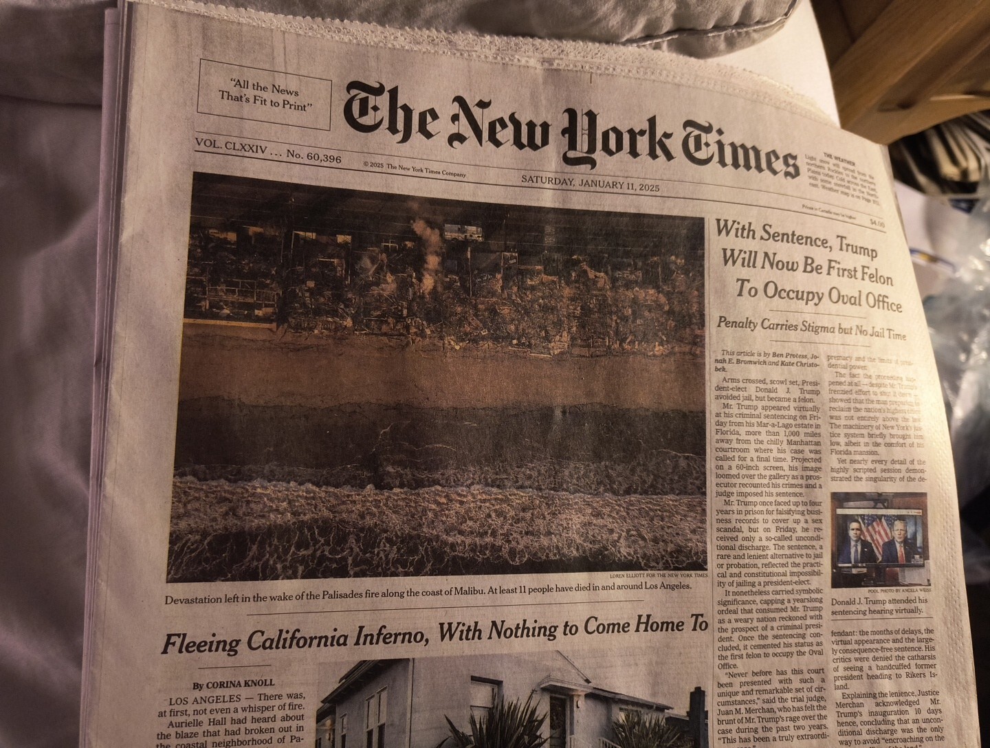The New York Times Saturday January 11, 2025 With Sentence, Trump Will Now Be... The New York Times Saturday January 11, 2025 With Sentence, Trump Will Now Be...