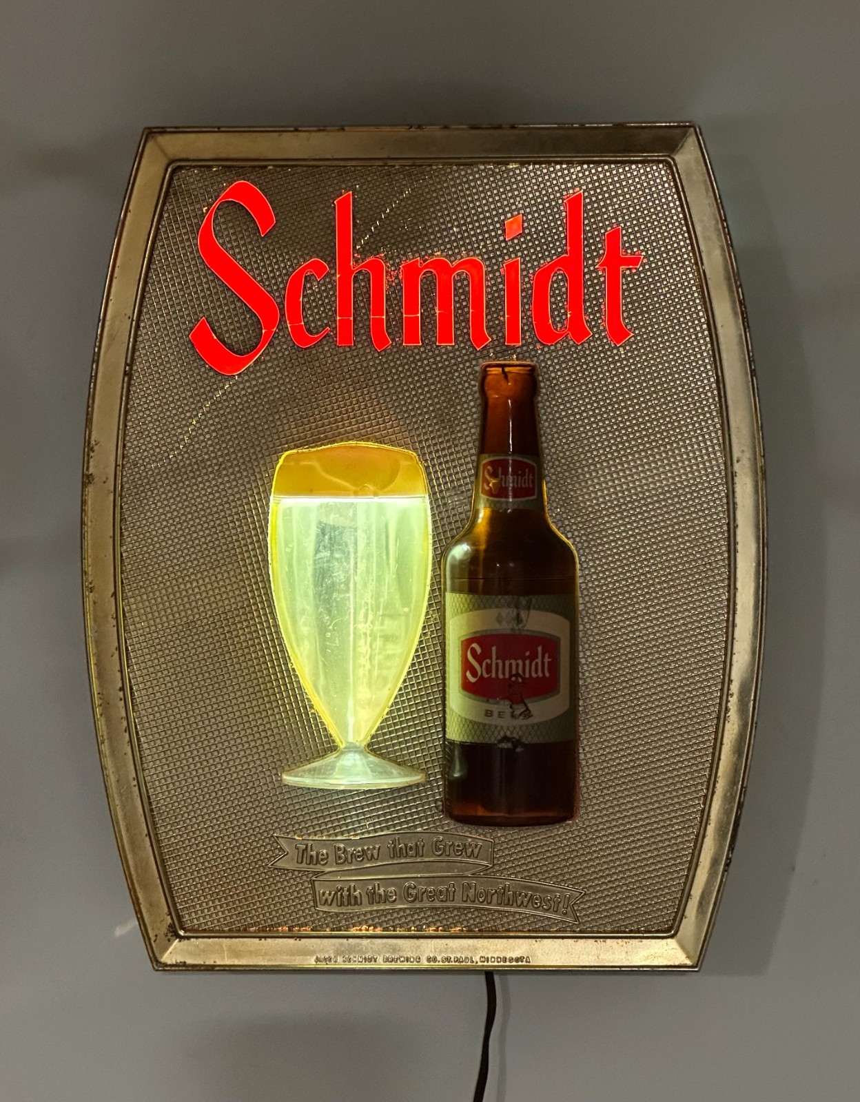 VTG 1950s Jacob Schmidt Lighted Beer Sign Bubbler Works St Paul MN VTG 1950s Jacob Schmidt Lighted Beer Sign Bubbler Works St Paul MN