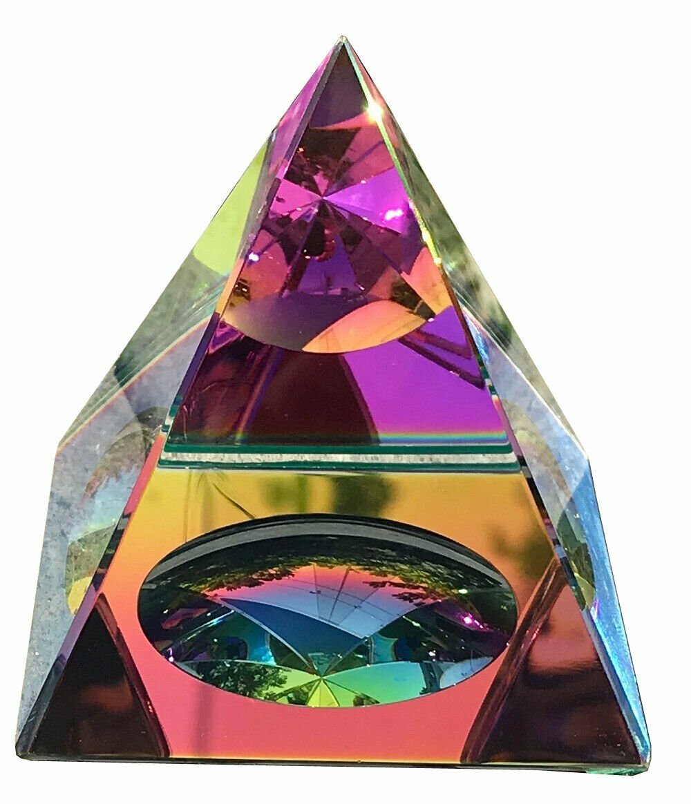 Crystal Iridescent Pyramid - Rainbow Colors 4.5" with Gift Box Crystal Iridescent Pyramid - Rainbow Colors 4.5" with Gift Box