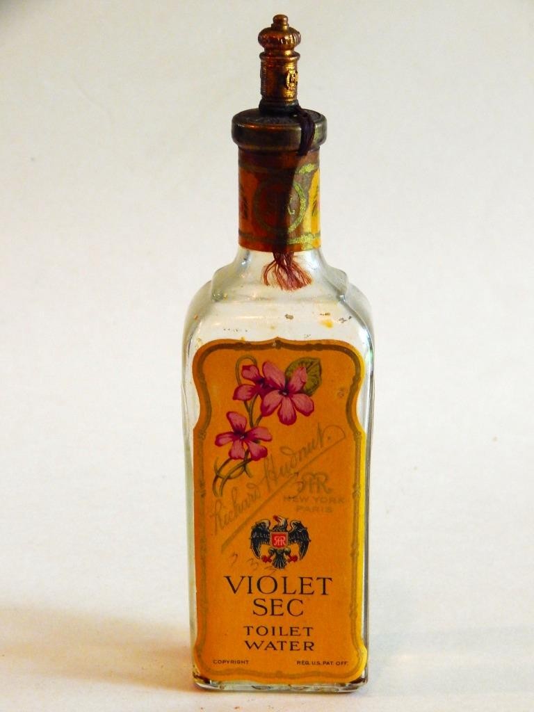 Vintage Richard Hudnut, Violet Sec Toilet Water, Perfume Bottle Empty Circa 1896 Vintage Richard Hudnut, Violet Sec Toilet Water, Perfume Bottle Empty Circa 1896