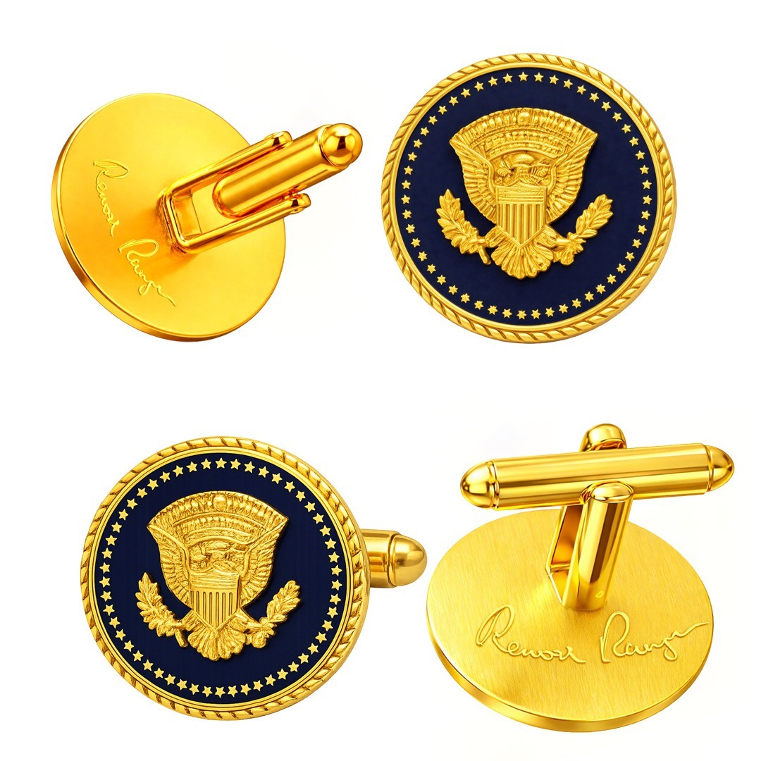 President Ronald Reagan VVIP Cuff Links Blue Cobalt 24k Gold-plated President Ronald Reagan VVIP Cuff Links Blue Cobalt 24k Gold-plated