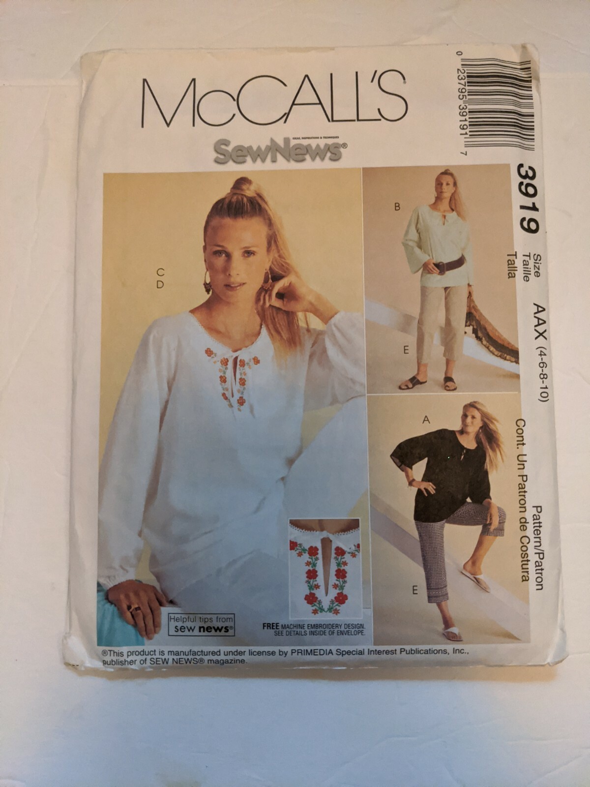 2003 Vintage MCCALL'S 3919 Misses' Miss Petite Top Pants 2 Lengths Size AAX 2003 Vintage MCCALL'S 3919 Misses' Miss Petite Top Pants 2 Lengths Size AAX