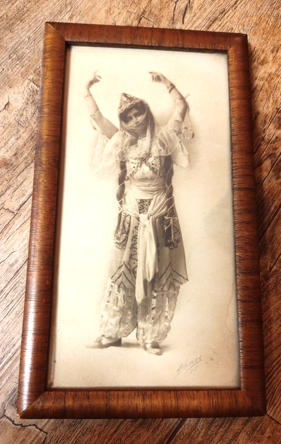 Signed Early 1900's Photograph or Print? of Middle Eastern Style Dancer Costume Signed Early 1900's Photograph or Print? of Middle Eastern Style Dancer Costume