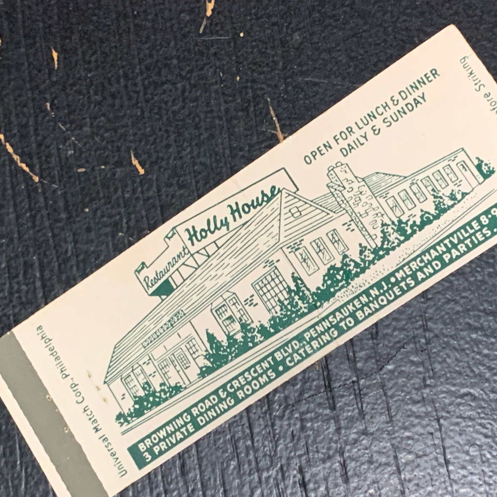 Pennsauken, New Jersey Full Length Matchbook Cover Holly House Restaurant Pennsauken, New Jersey Full Length Matchbook Cover Holly House Restaurant