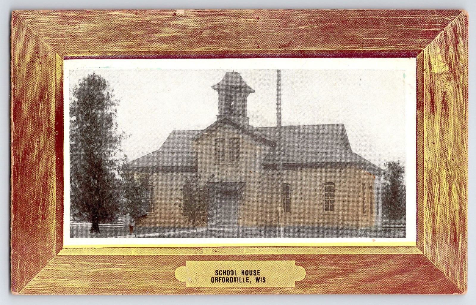 [51H15] Postcard 1908, School House Orfordville Wisconsin
