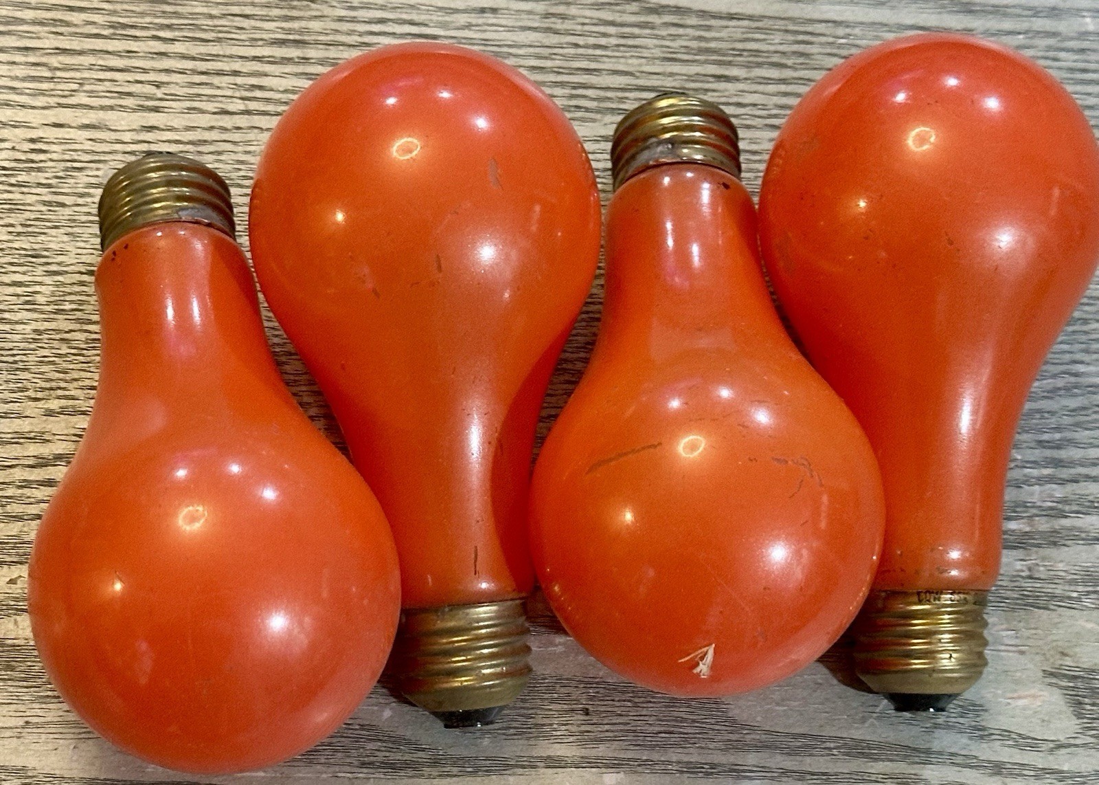 4 Duro Lite/Test Vintage Lightbulbs Orange 5” GE Style New Old Stock 60w