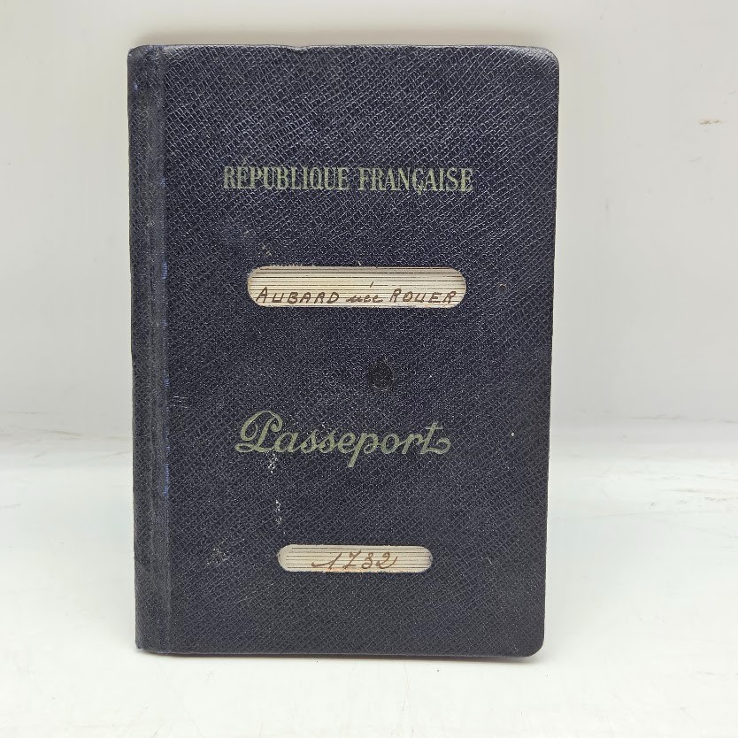 RARE VTG France Passport 1950s Stamps Paris Lady Marthe Jeanne Francaise & Child