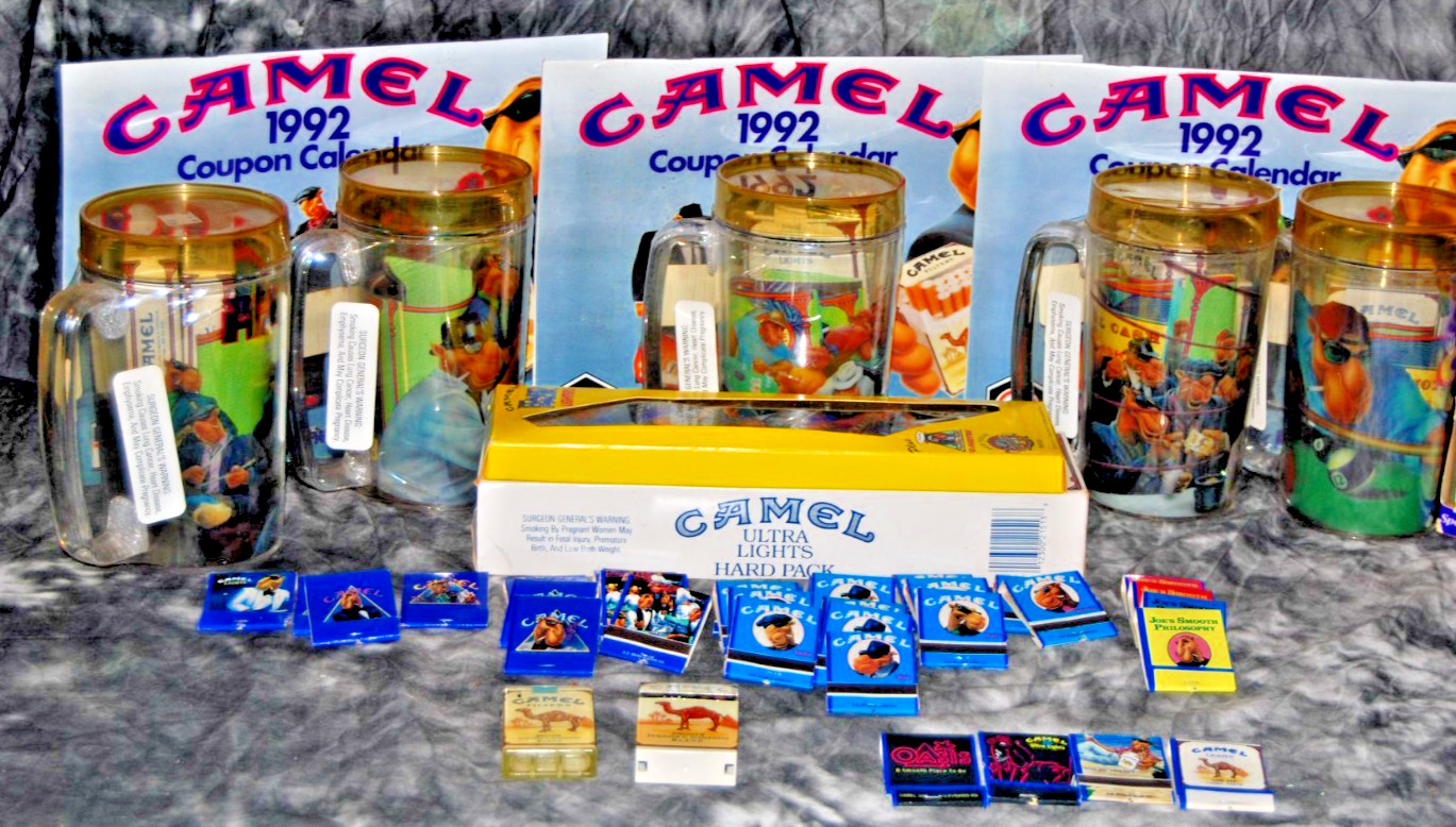 Huge Lot Vintage Joe Camel Promo Collection 1992 Calendars, Mugs, Lighters More Huge Lot Vintage Joe Camel Promo Collection 1992 Calendars, Mugs, Lighters More