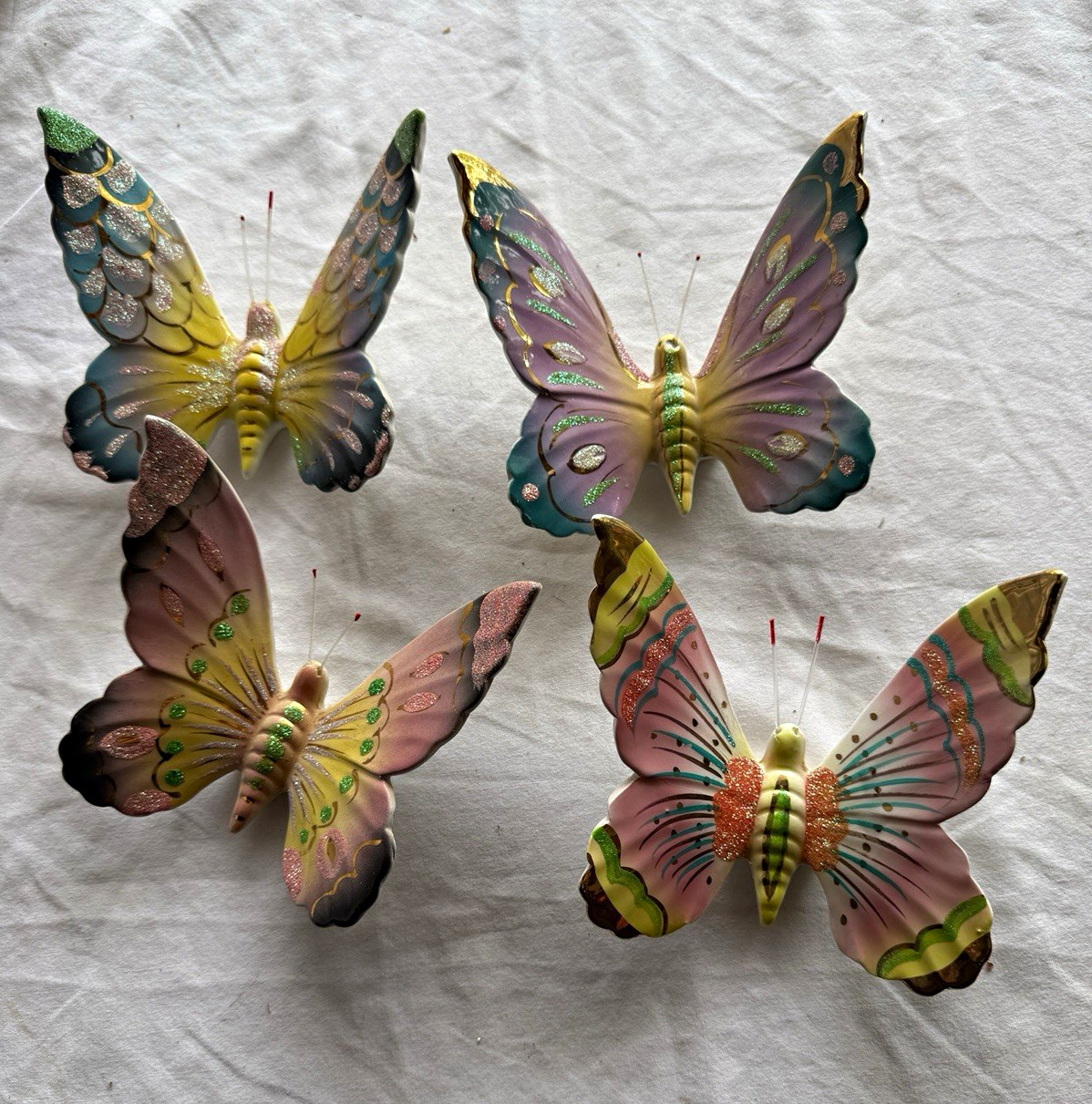 Set of 4 Vintage Italian Pottery SANDINI & Bertoncello Ceramic Butterflies Set of 4 Vintage Italian Pottery SANDINI & Bertoncello Ceramic Butterflies