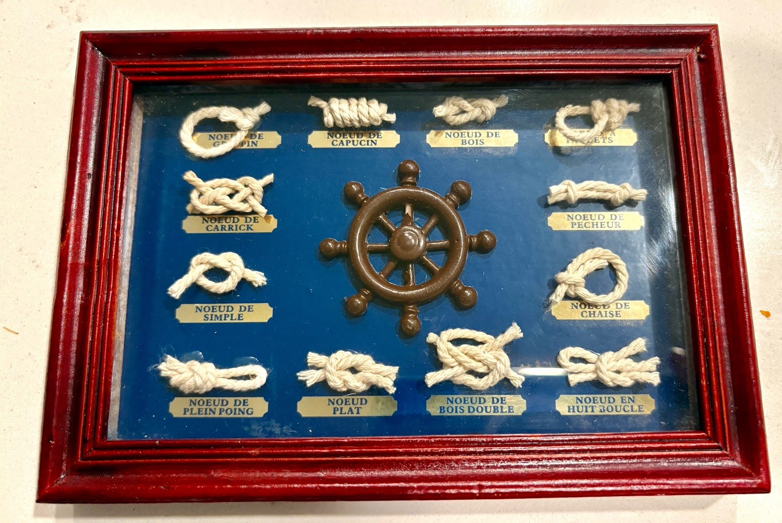 VTG Nautical Knot Display Ship Wheel Shadow Box Sailing Decor 12 Knots 6.75x 5” VTG Nautical Knot Display Ship Wheel Shadow Box Sailing Decor 12 Knots 6.75x 5”