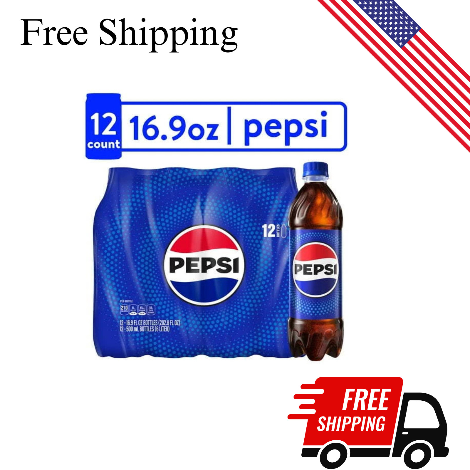 Pepsi Cola Soda Pop, 16.9 fl oz, 12 Pack Bottles **** Pepsi Cola Soda Pop, 16.9 fl oz, 12 Pack Bottles ****