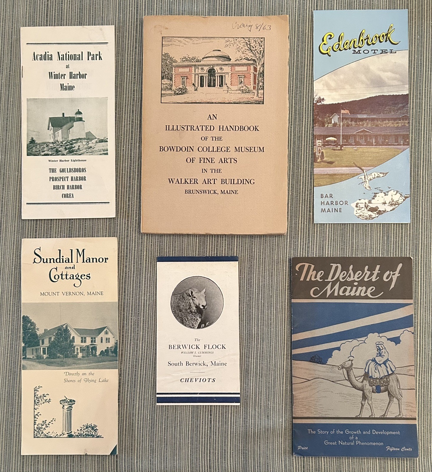 VTG MAINE BKLTS FLYERS ACADIA BOWDOIN COLL MUS CAT CHEVIOT SHEEP DESERT of MAINE VTG MAINE BKLTS FLYERS ACADIA BOWDOIN COLL MUS CAT CHEVIOT SHEEP DESERT of MAINE