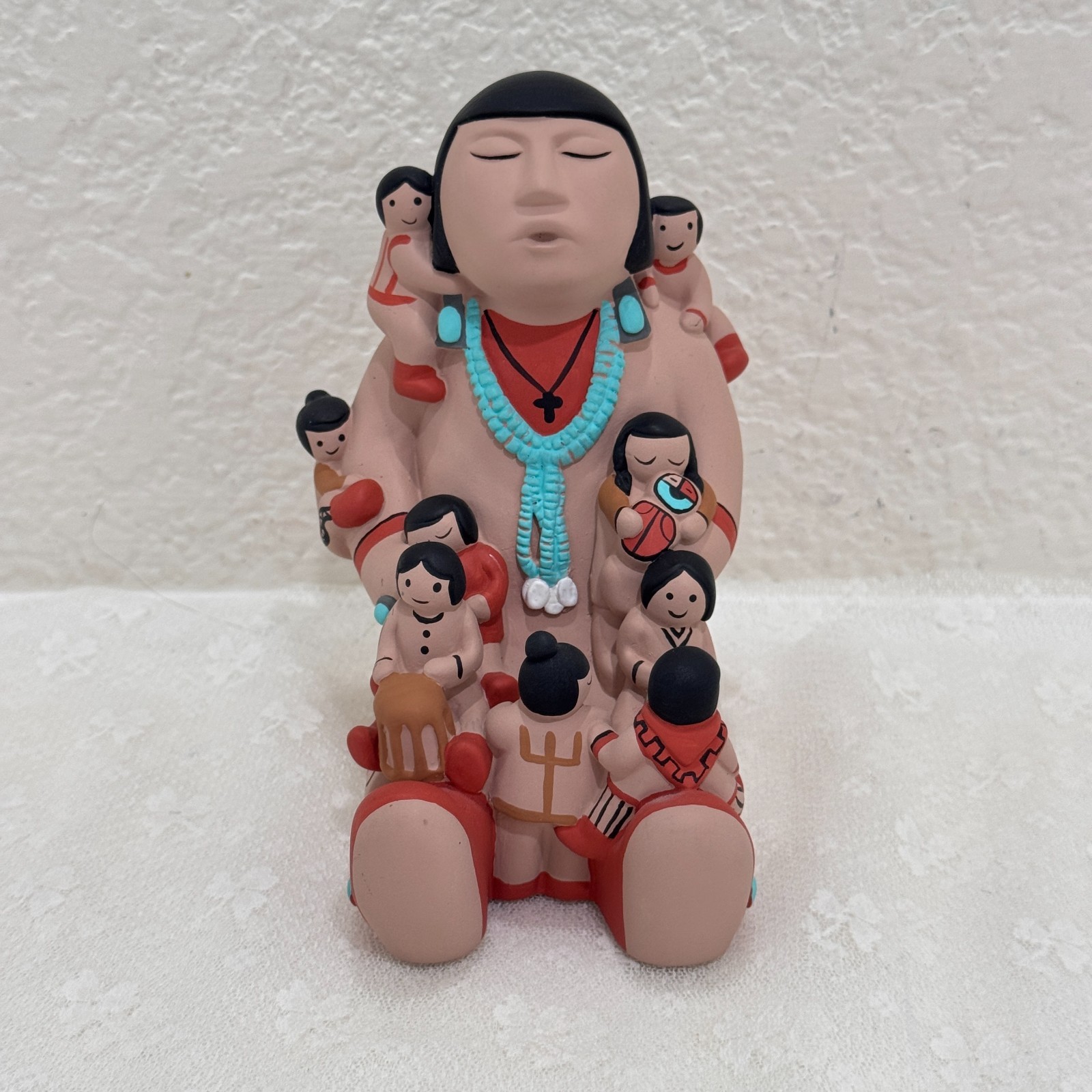 Vintage 1986 Teissedre Signed Native American Storyteller Children Figurine 6" Vintage 1986 Teissedre Signed Native American Storyteller Children Figurine 6"