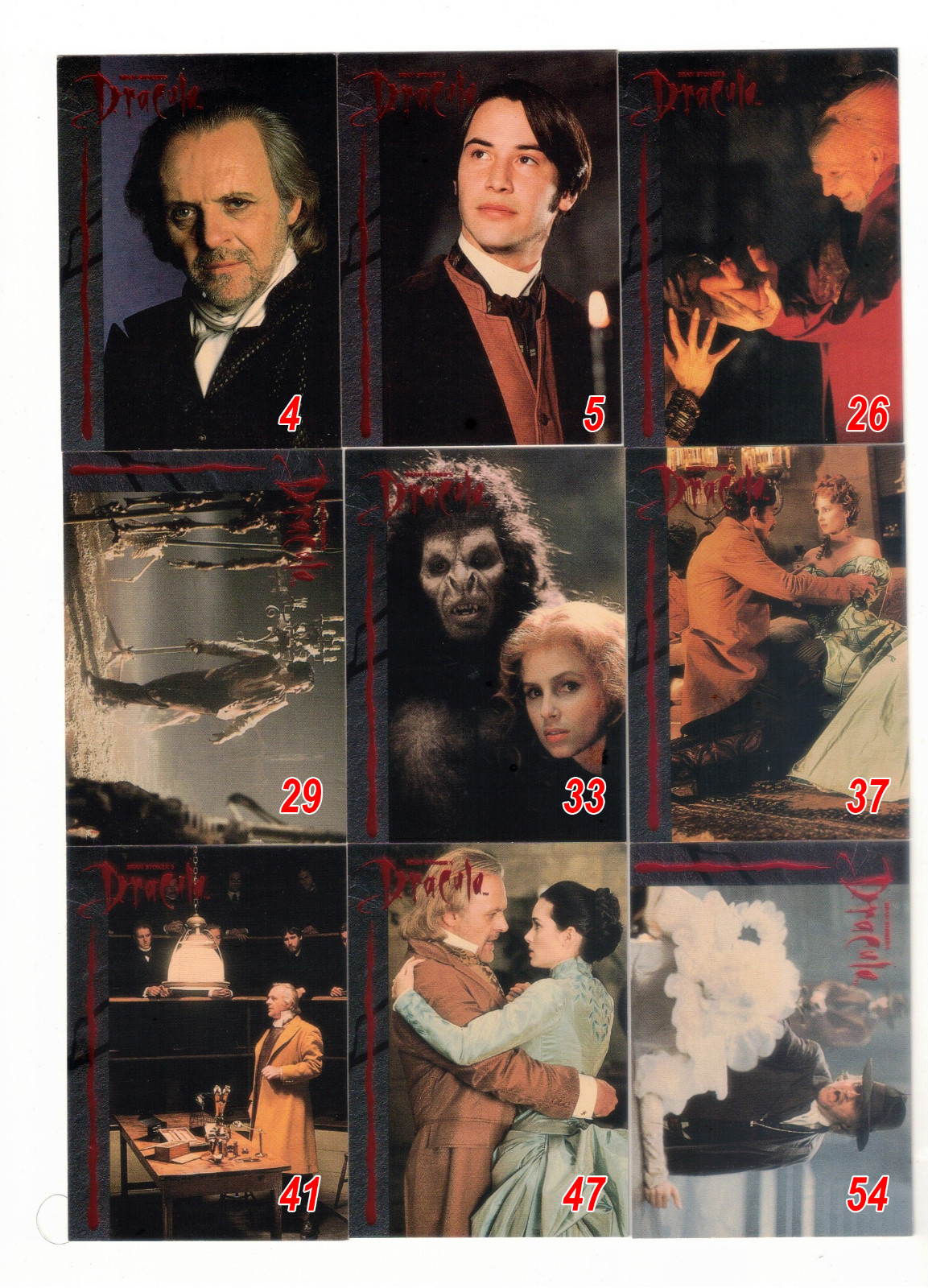 1992 TOPPS BRAM STOKER'S DRACULA TRADING CARDS – INDIVIDUAL SINGLES 1992 TOPPS BRAM STOKER'S DRACULA TRADING CARDS – INDIVIDUAL SINGLES