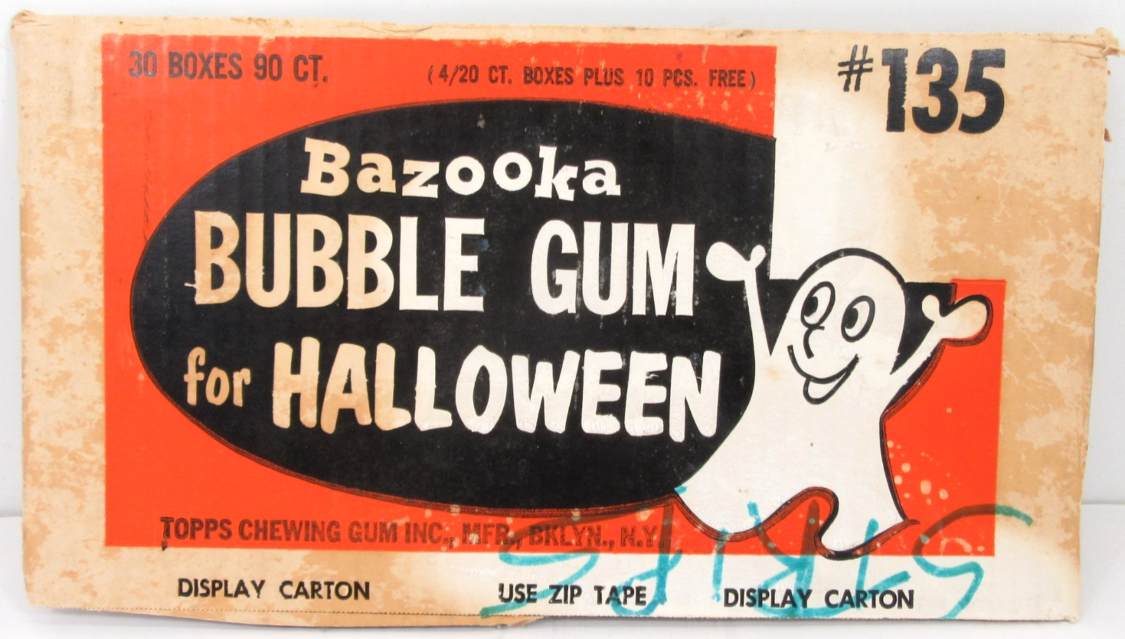 Topps Bazooka Bubble Gum For Halloween Store Display Carton Front Part Vtg 1960s Topps Bazooka Bubble Gum For Halloween Store Display Carton Front Part Vtg 1960s