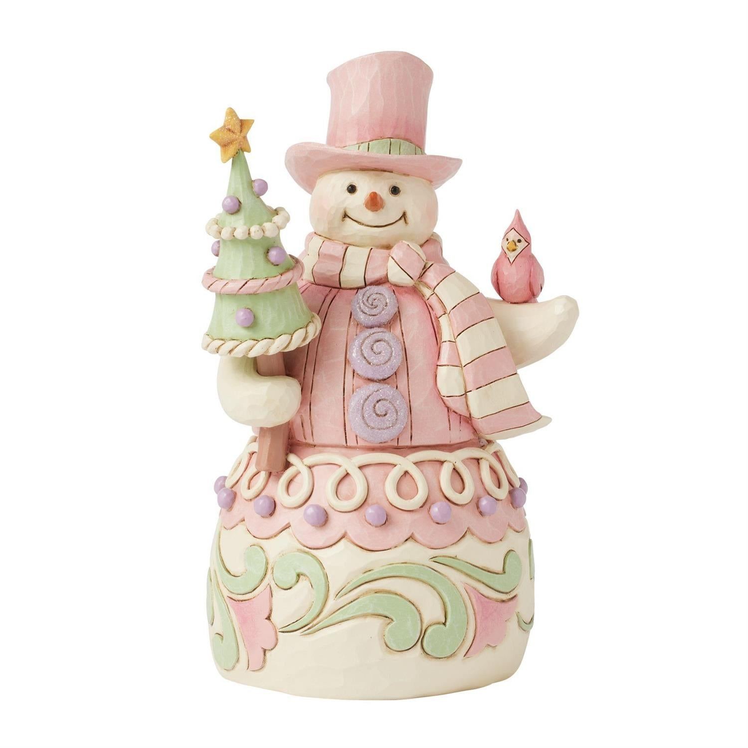 Jim Shore Heartwood Sweets Snowman With Tree and Cardinal Figurine 6017019