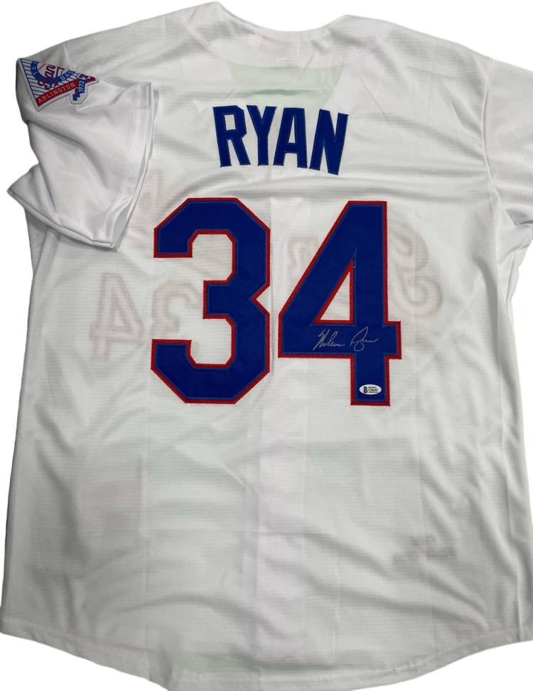 Nolan Ryan Autographed Texas Rangers #34 White Jersey Beckett Certified Nolan Ryan Autographed Texas Rangers #34 White Jersey Beckett Certified