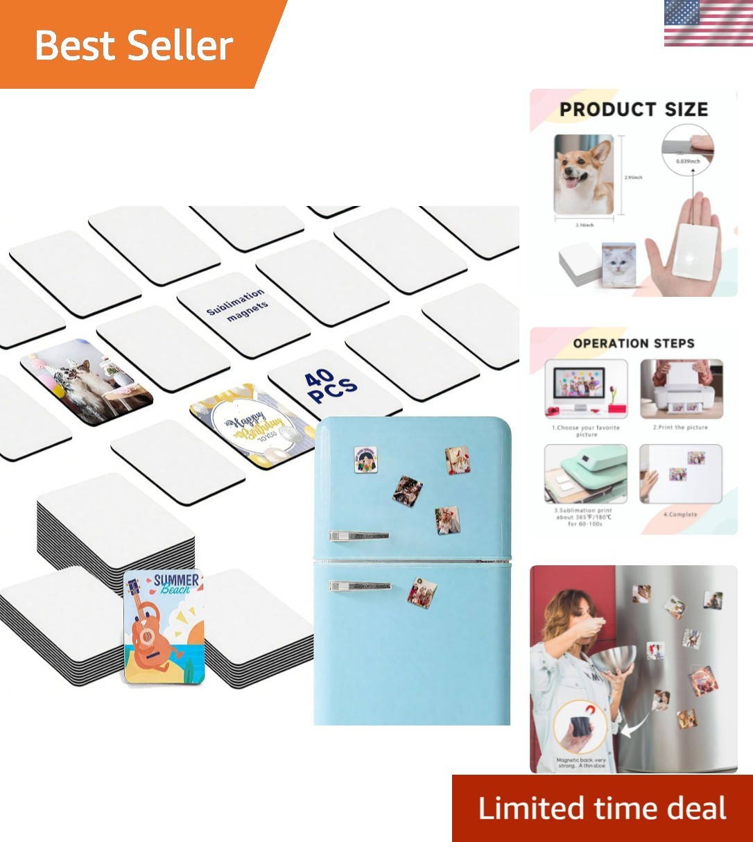40Pcs Sublimation Magnet Blanks Custom Square Magnets 2.95" x 2.16" 40Pcs Sublimation Magnet Blanks Custom Square Magnets 2.95" x 2.16"