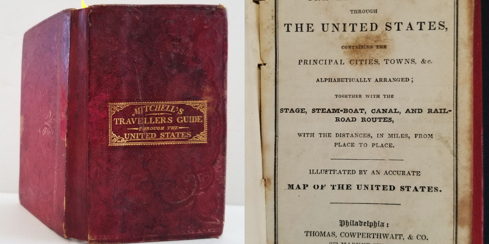 1836 antique MITCHELL's TRAVELLER'S GUIDE US railroad slave population steamboat 1836 antique MITCHELL's TRAVELLER'S GUIDE US railroad slave population steamboat